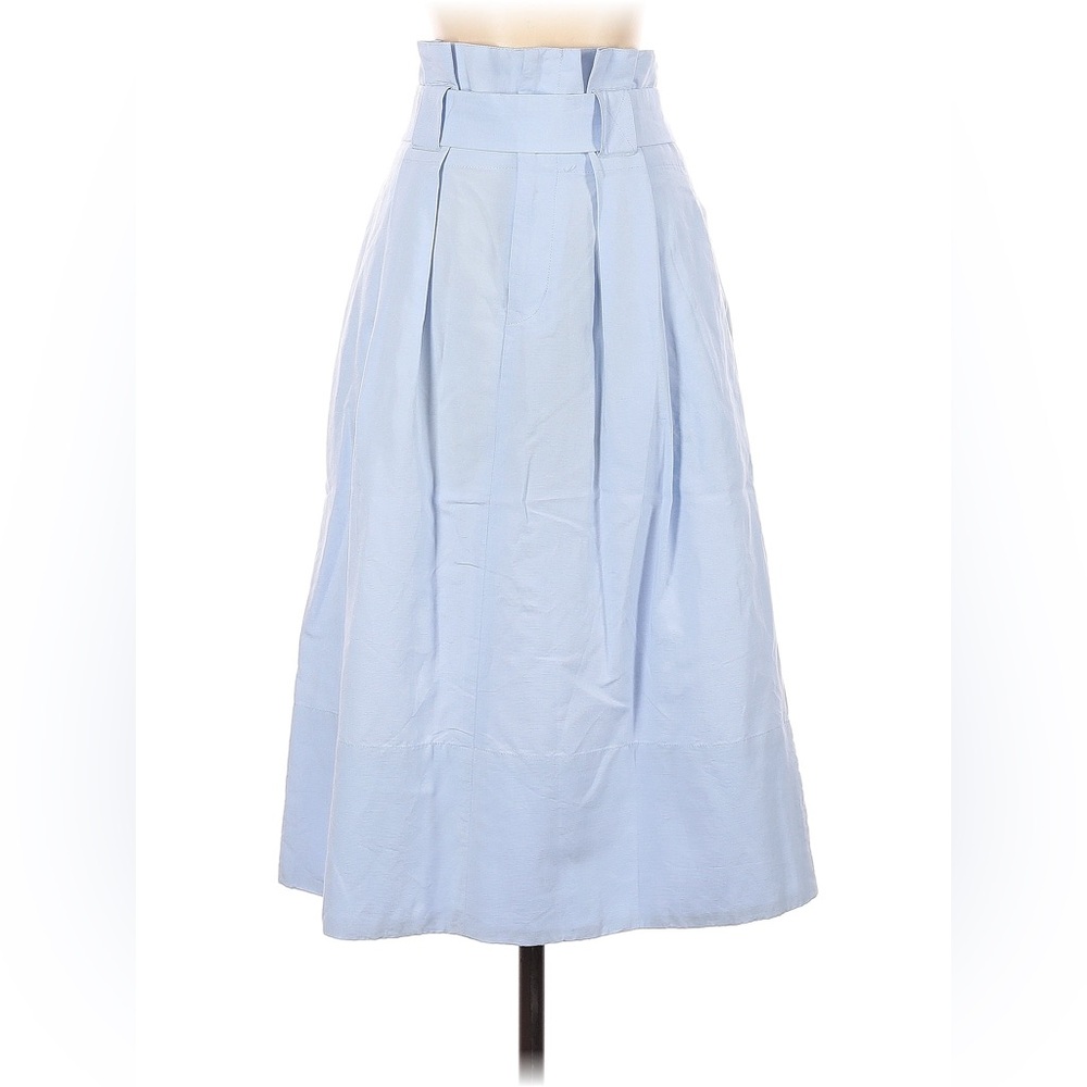 Linen Modal cotton light blue midi skirt